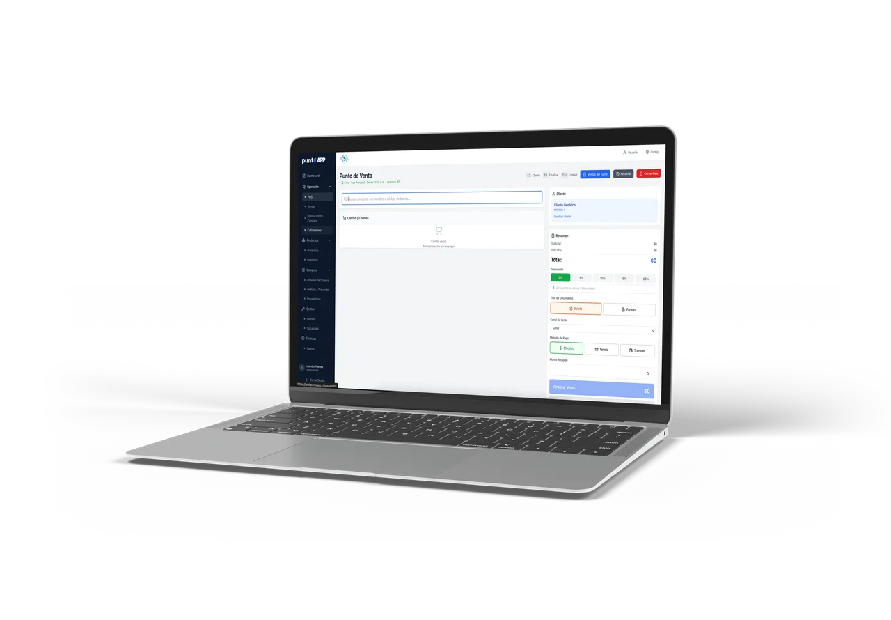 puntoApp ERP — módulo Punto de Venta para PyMEs chilenas